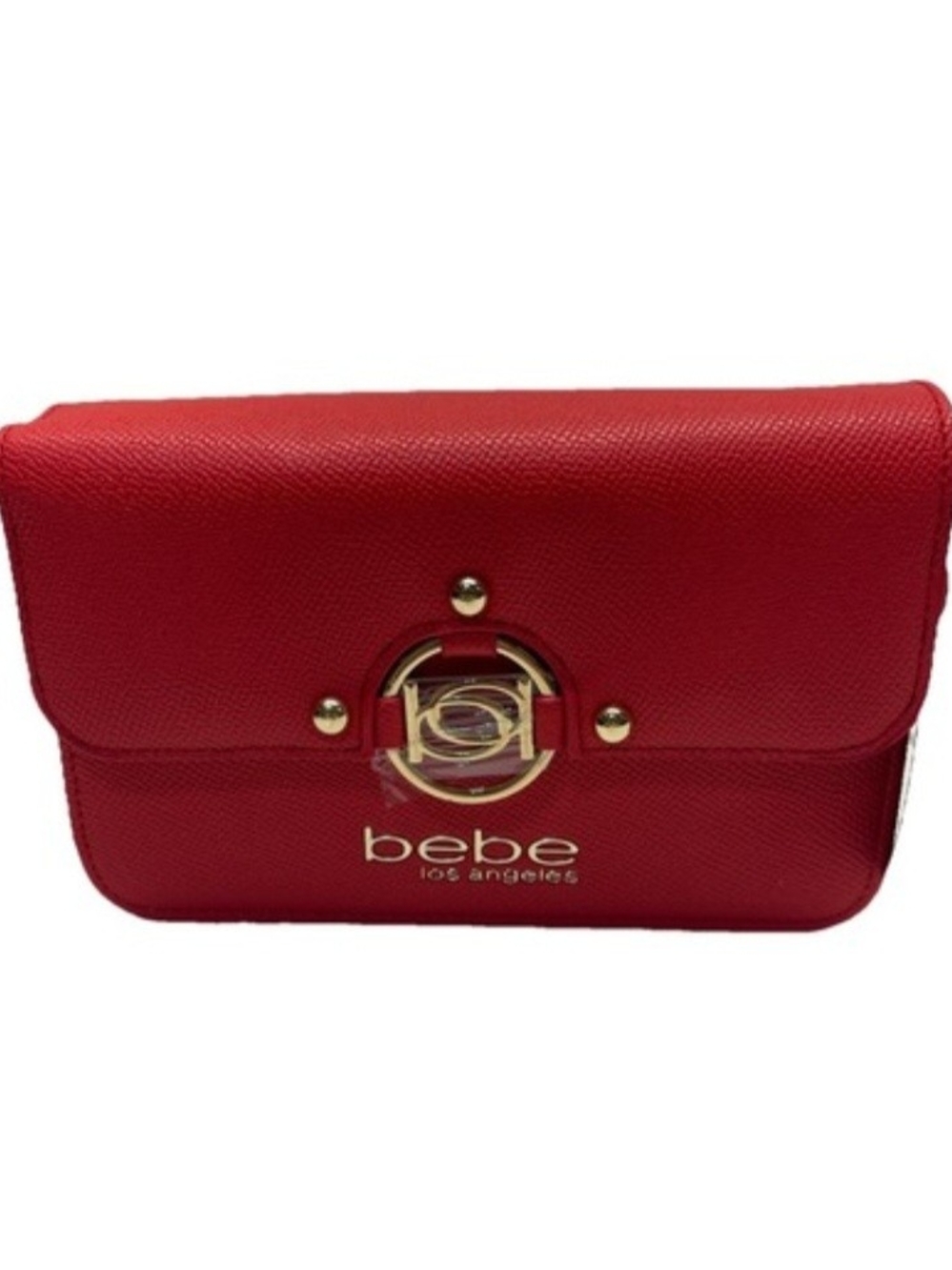 bebe Red Kira Leather Crossbody Bag with Gold Logo